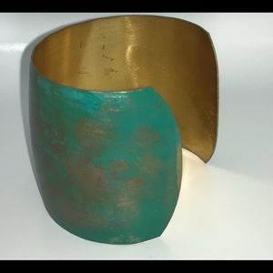Domed Patina Brass 2 inch Cuff Bracelet